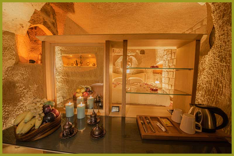 Superior Deluxe Mağara Oda Angel Kapadokya Balayı Odası Kaya Oyma Otel Oda Özellik