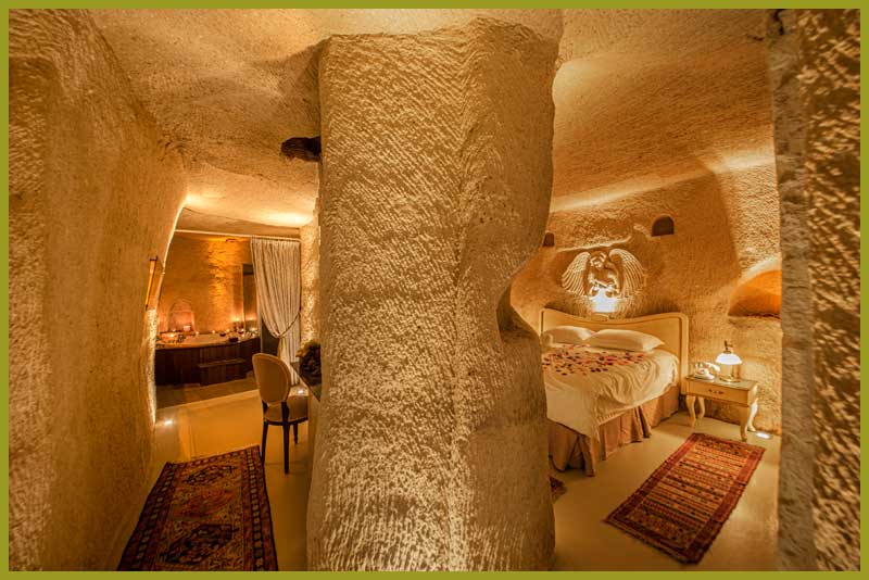 Superior Deluxe Mağara Oda Angel Kapadokya Balayı Odası Yatak