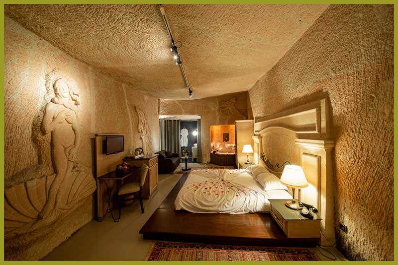 Superior Deluxe Mağara Oda Venus Kapadokya Mağara Otel Balayı Odası
